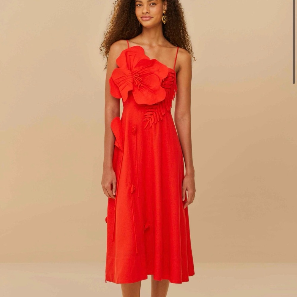 FARM Rio Red FloralGarden Lenzing™ Ecovero™ Euroflax™ Midi Dress Midi Dress